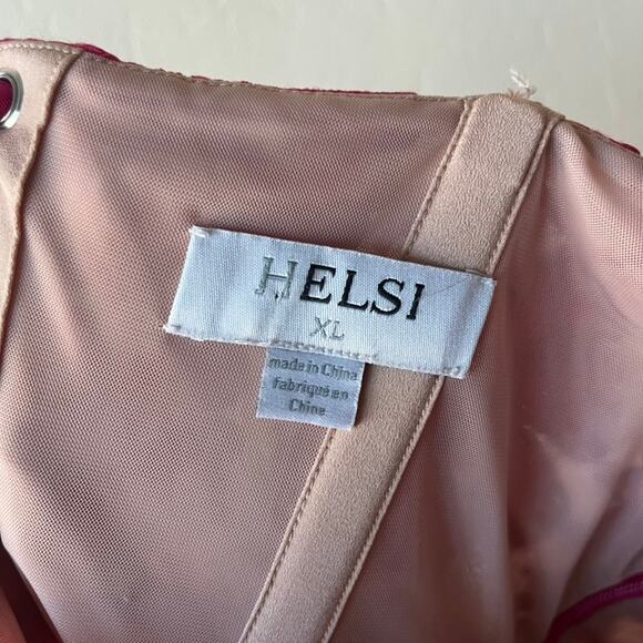 Helsi Embroidered Floral Pink Strapless Lace Up Corset Back Midi Gown Size‎ XL - Picture 5 of 12